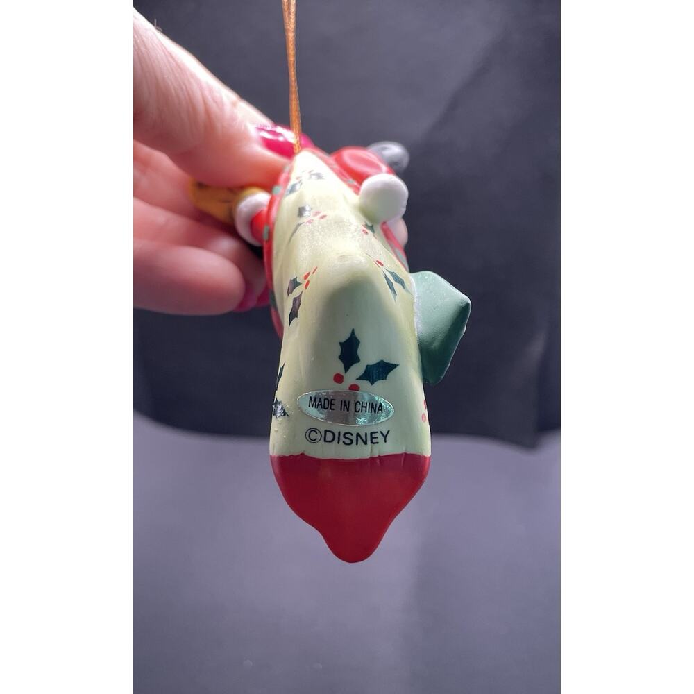 Vintage Disney 1995 Porcelain Mickey Mouse in Stocking Christmas Ornament. - Picture 6 of 6